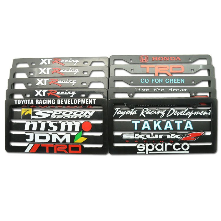 OEM Custom 3D logo Printed debossed USA car standard size Plastic license plate frame