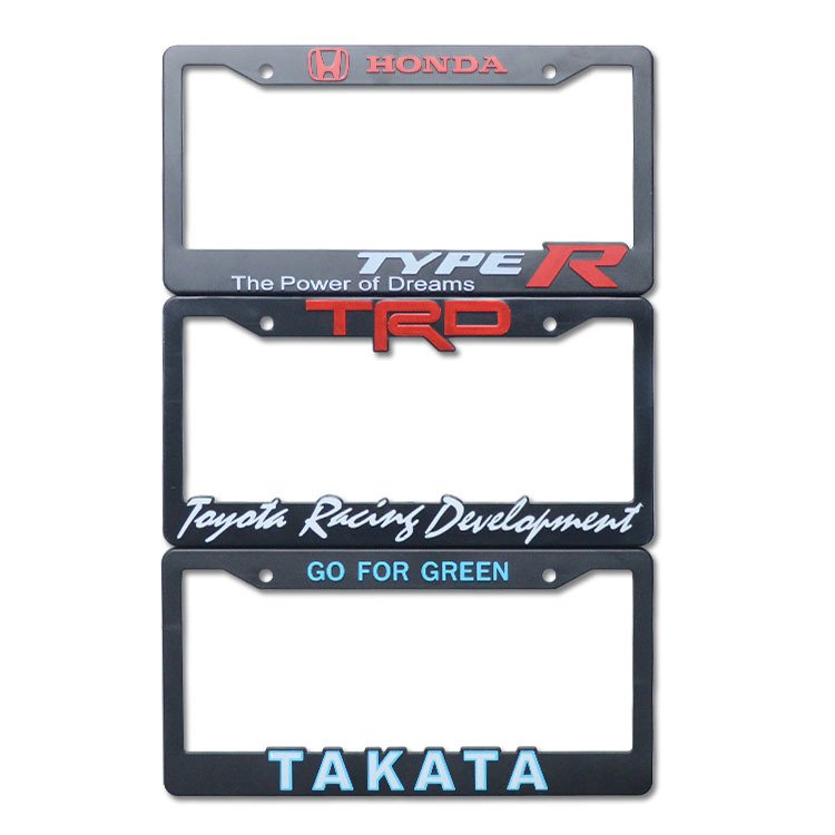 OEM Custom 3D logo Printed debossed USA car standard size Plastic license plate frame