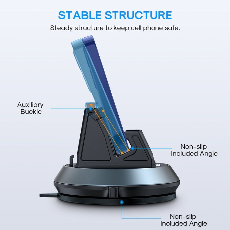 New Updating Multi Color Patented Structure Suction Cup 360 Degree Angle Adjustment Dash Car Mount Waterproof Phone Holder