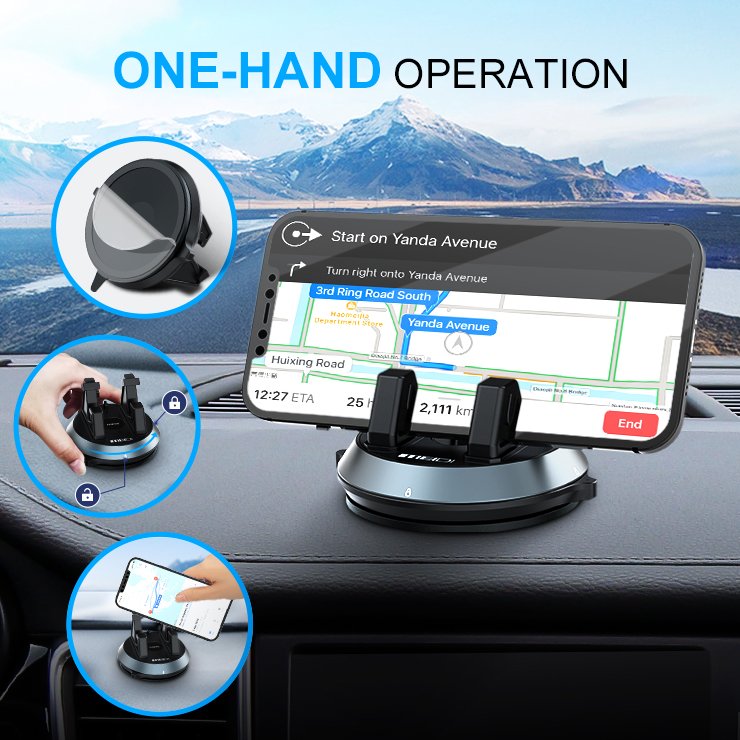 New Updating Multi Color Patented Structure Suction Cup 360 Degree Angle Adjustment Dash Car Mount Waterproof Phone Holder