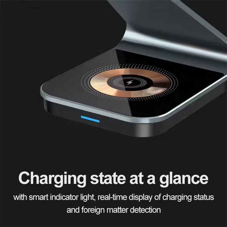 Hot selling magnetic 3 in 1 wireless charger desktop multifunctional folding wireless charging phone holder suitable for Apple