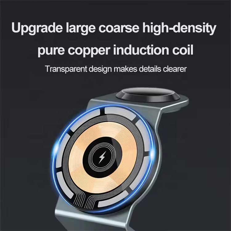 Hot selling magnetic 3 in 1 wireless charger desktop multifunctional folding wireless charging phone holder suitable for Apple