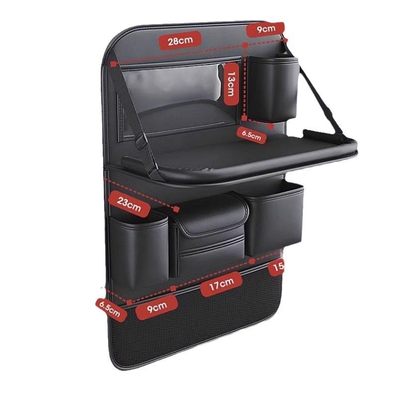PU Leather Car SeatBack Organizer with tray Travel Kick mats Back seat Protector and Cup Holder Holder Universal Use