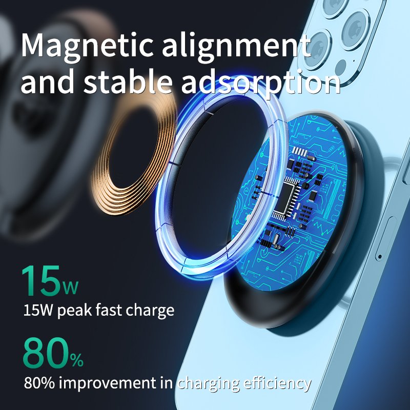 2024 Amazon Best Seller Mini Magnetic Car Charger 15w Wireless For magnetic Charger Car Holder For smart phone