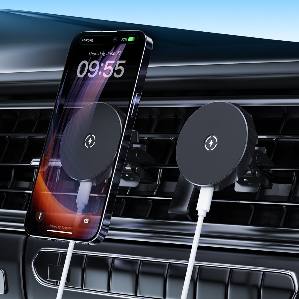 Free Samples Smart Universal Magnetic Car Phone Holder Wireless Fast Charging Cell Phone Holder 360 Degree Rotating Car Mount