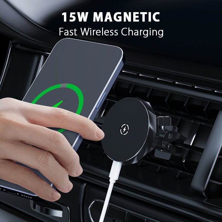 Free Samples Smart Universal Magnetic Car Phone Holder Wireless Fast Charging Cell Phone Holder 360 Degree Rotating Car Mount