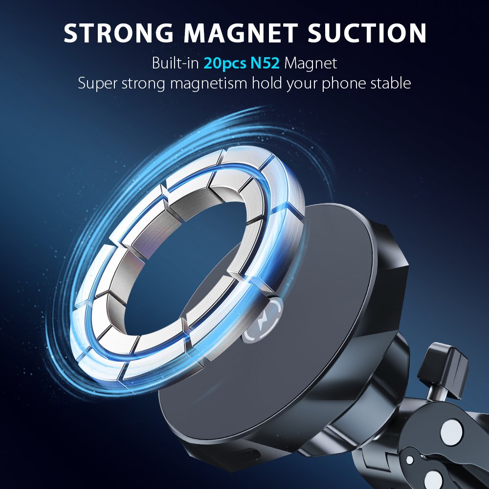 Free Samples Smart Universal Magnetic Car Phone Holder Wireless Fast Charging Cell Phone Holder 360 Degree Rotating Car Mount