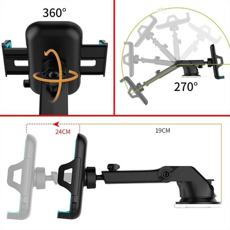 360 degree Rotate Universal Phone Car Holder Windshield Dash Suction Cup Mount Stand PH08