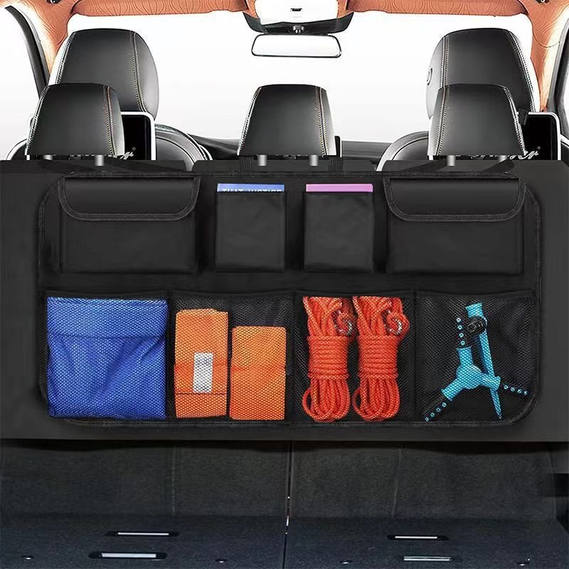 XFGFactory Price Car Trunk Organizer Adjustable Backseat Storage Bag Net High Capacity Multi-use Automobile Seat Back Organizers