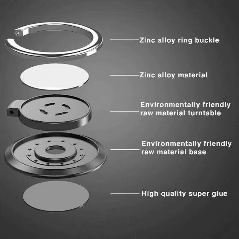 Magnetic Phone Finger Ring Holder Universal Luxury Rotatable Mobile Phone Stand Grip Back Sticker Bracket for All Mobile Phone