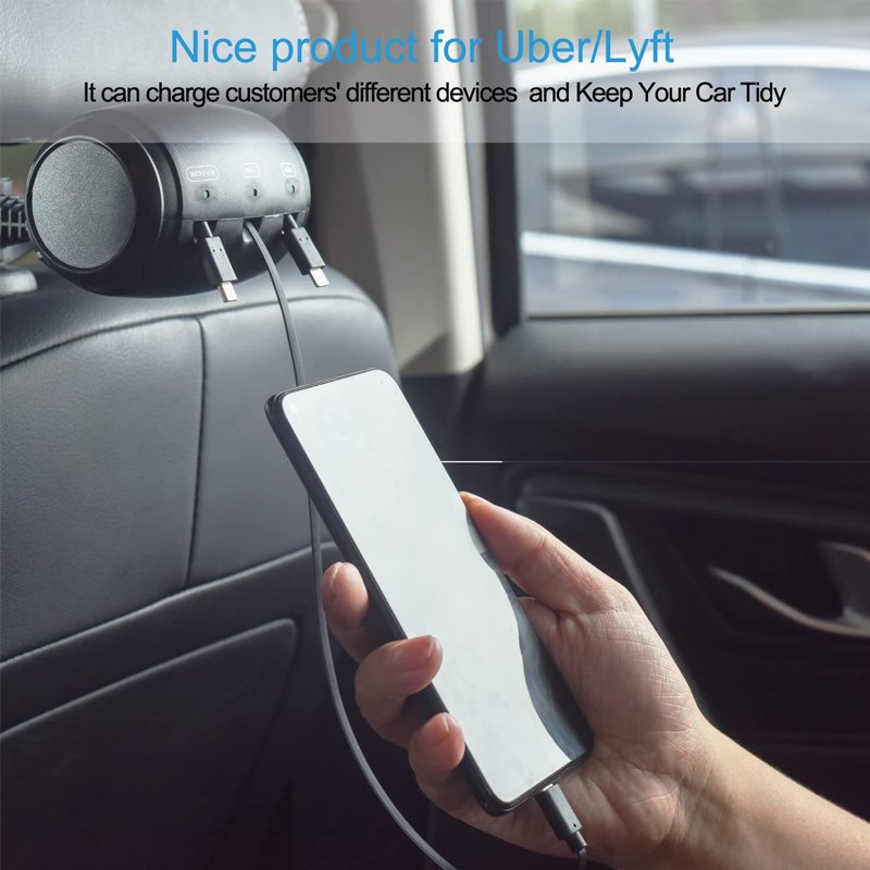 Factory 3 in 1 Retractable Car Charger Box for All Phones Car Backseat Phone Charging Cable