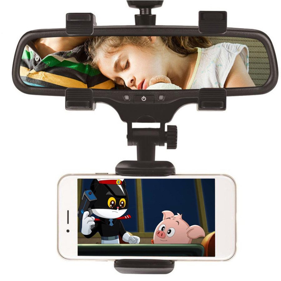 Car Rearview Mirror Phone Holder Universal Smartphone Cradle Car Phone Mount Phone Stand With 270 Degree Swivel