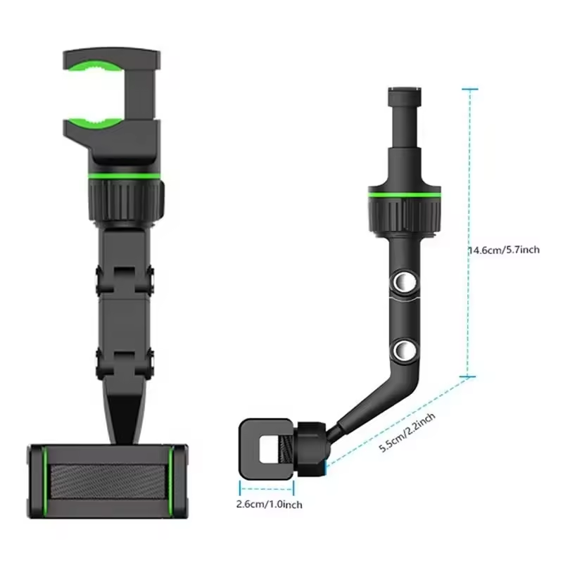 Universal Car Rearview Mirror Mobile Phone Holder 360 Rotation Adjustable Foldable Flexible Cell Phone Mount For Car Rearview