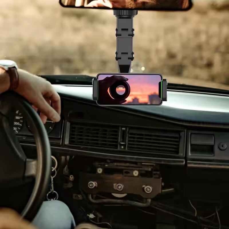 Universal Car Rearview Mirror Mobile Phone Holder 360 Rotation Adjustable Foldable Flexible Cell Phone Mount For Car Rearview