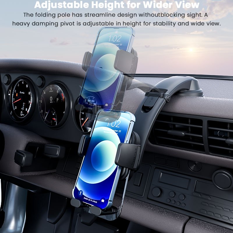 Vyvylabs Universal Car Mount Dashboard Windshield Suction Pull-down Car Phone Holder Steady Clamp Car Holder for All Smartphones