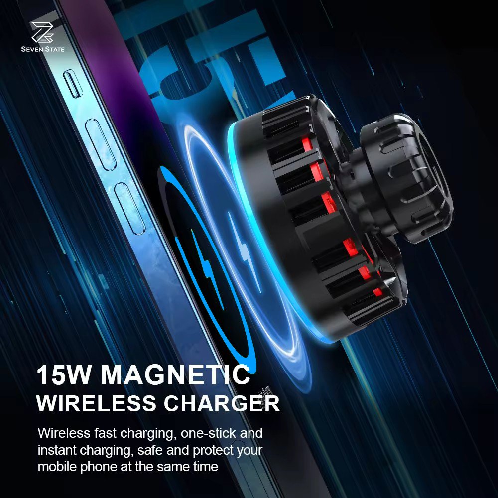 Magnetic Phone Holder For Car With Wireless Charger and Ice Cooling Charging Car Mount Universal in Car Air Vent