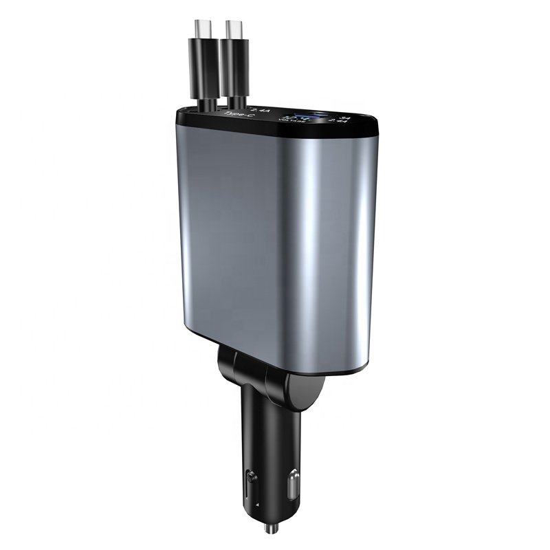 4 IN 1 Retractable Car Charger 120W Super Fast Charging USB PD QC3.0 Cigarette Lighter Car Chargers For Multiple Smart Devices