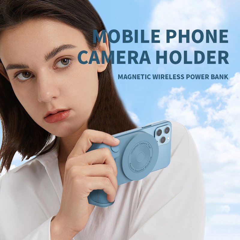 Magnetic Phone Mount Camera Handle Mobile Phone Holder With Power Bank 3300 mAh For All Smart Phone Selfie Booster