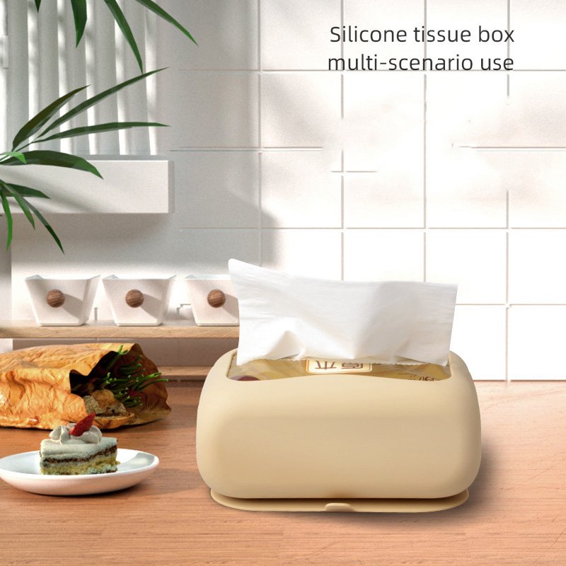 Wholesale Silicone Tissue Box Holder Desktop Tissues Napkin Storage Paper Towel Dispenser Case For Home Office Bathroom Car