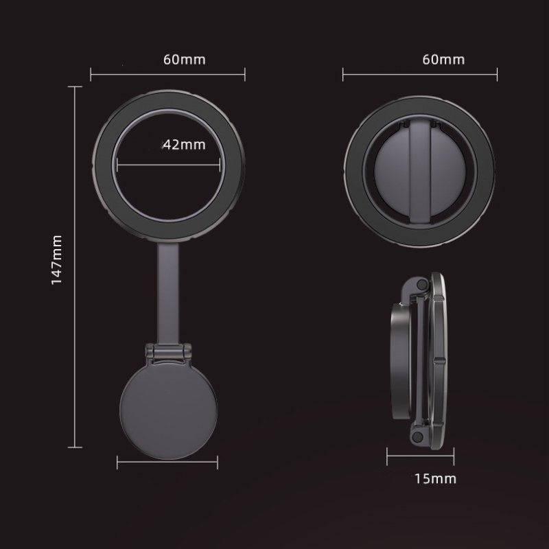810° Rotation Strong Magnetic Foldable Adjustable Dashboard Mobile Phone Car Holder for Magsafe Phone with 2 Metal Ring Sticker