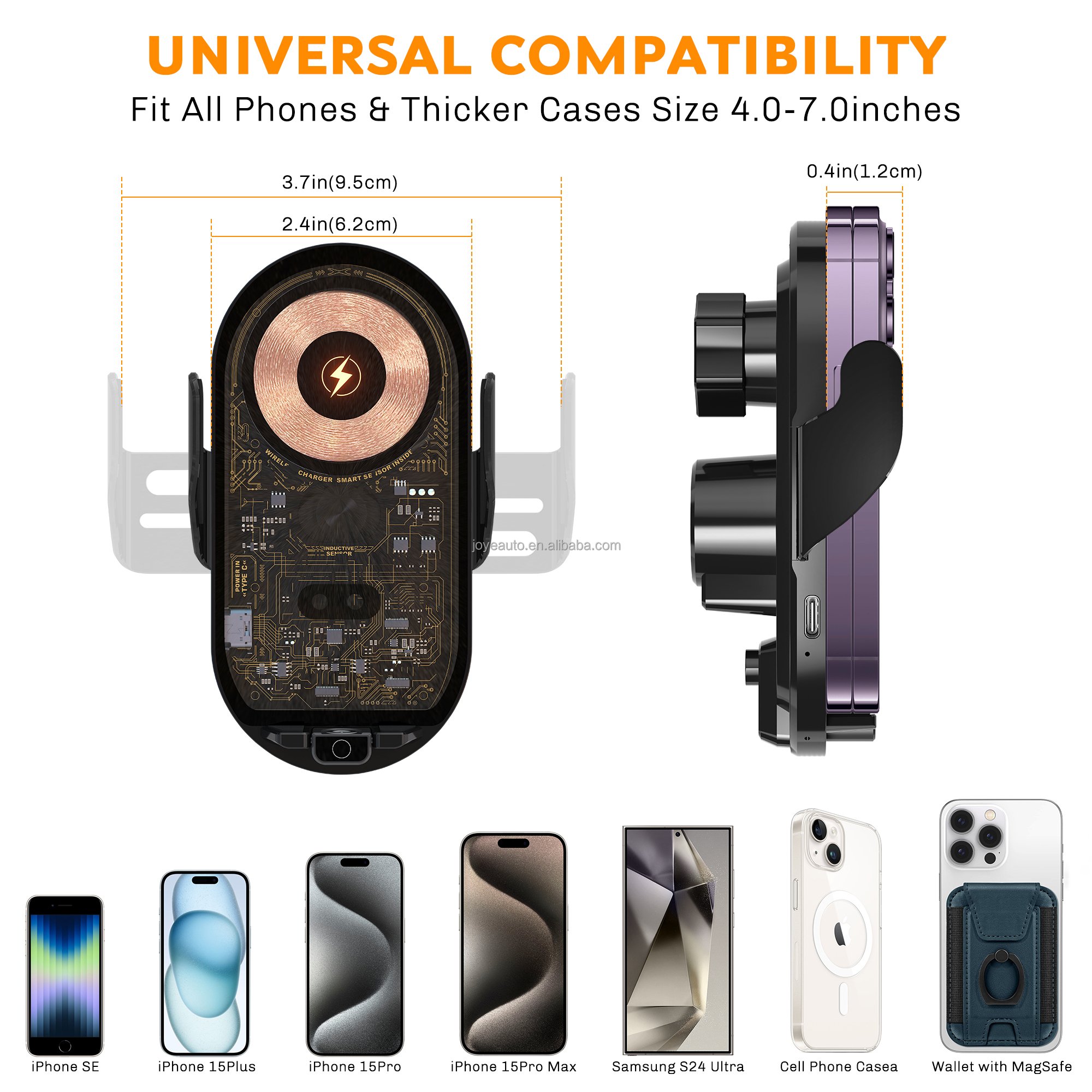 New high-tech injury-free car mount wireless fast charging mobile phone stand 2/1 clip smart retractable phone seat Car Holder