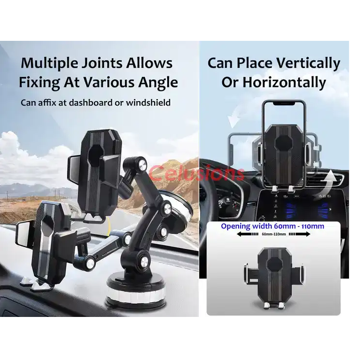 Modern Durable X0566 C Phone Car Holder with Lock Button Design New Condition Rotation Vertical & Horizontal for Home & Desk Use