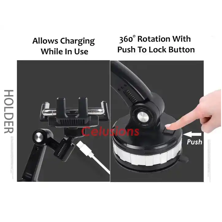 Modern Durable X0566 C Phone Car Holder with Lock Button Design New Condition Rotation Vertical & Horizontal for Home & Desk Use