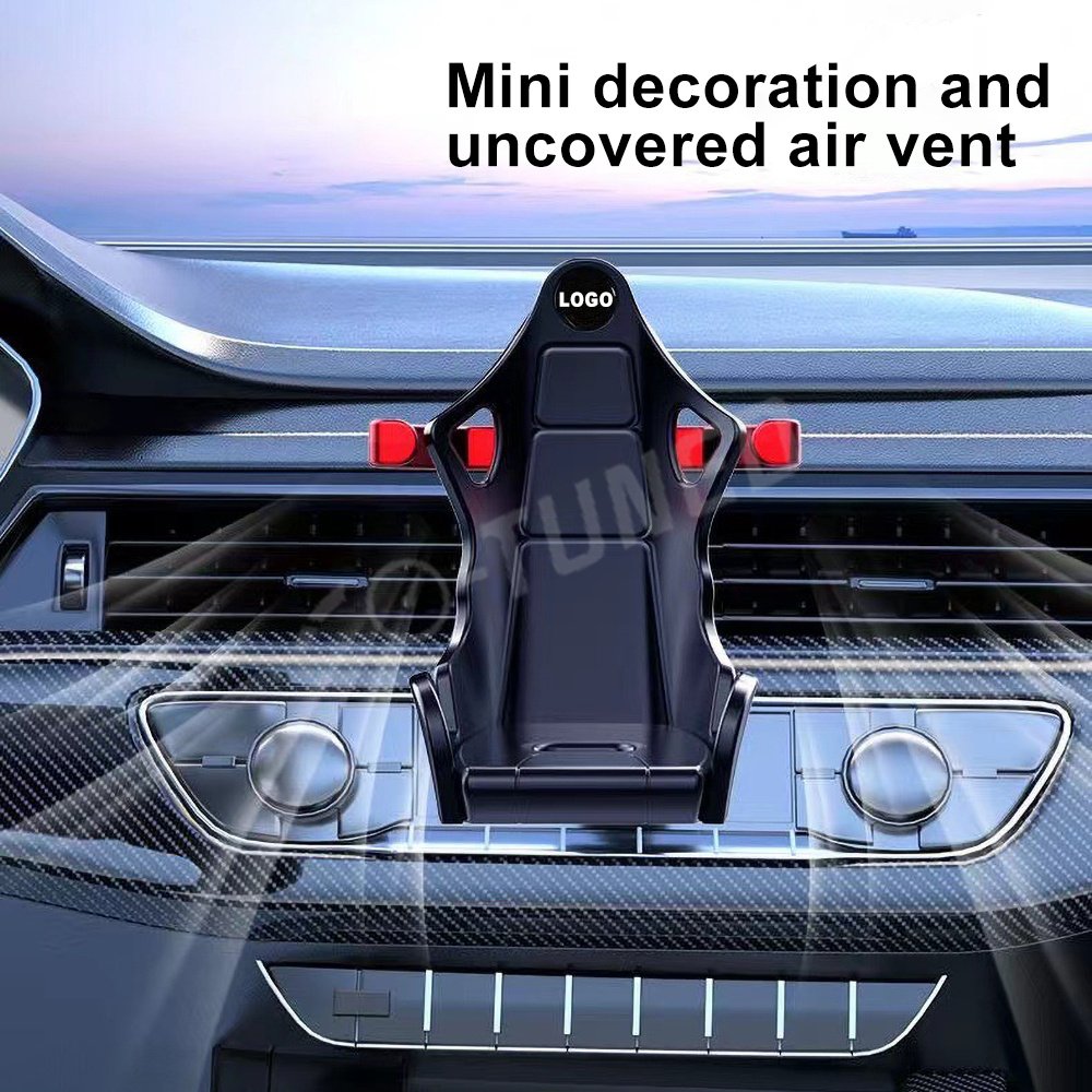 New Design Creative Racing Seat Phone Holder Air Vent Stable Shock Custom Your Logo Resistant Car Navigation Holder Auto Parts