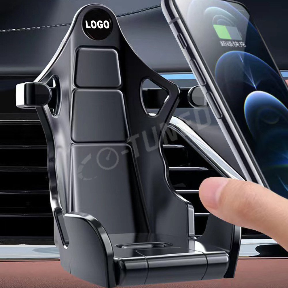 New Design Creative Racing Seat Phone Holder Air Vent Stable Shock Custom Your Logo Resistant Car Navigation Holder Auto Parts