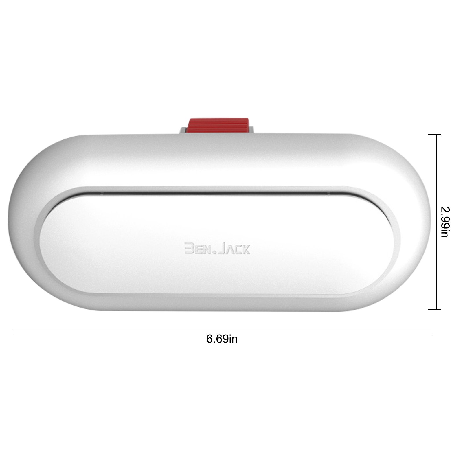 White BEN JACK Fashion Car Glasses Case Sunglasses Holder Multi-functional car interior visor storage carabiner design