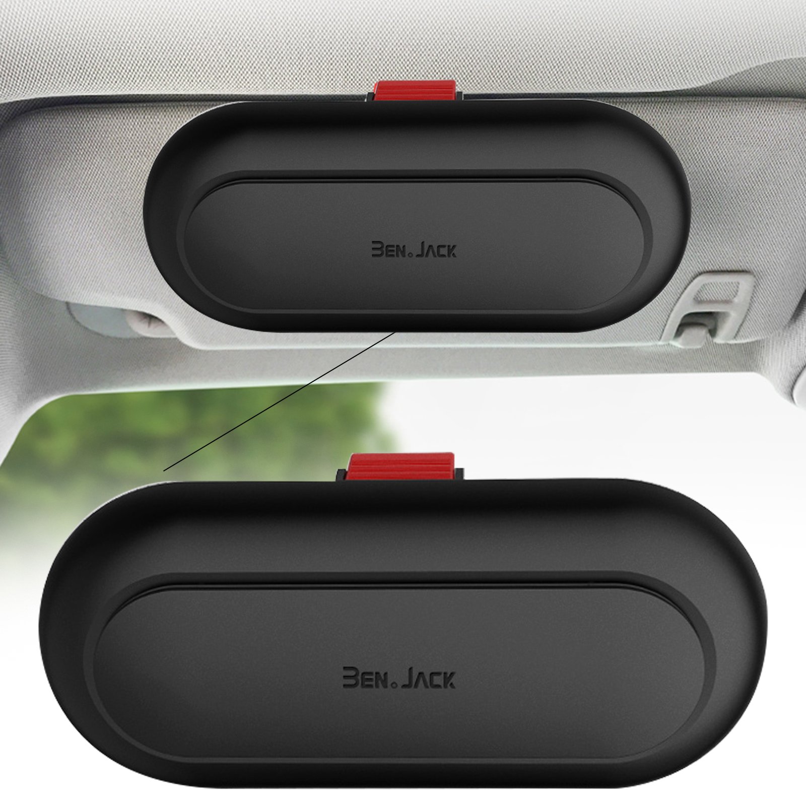White BEN JACK Fashion Car Glasses Case Sunglasses Holder Multi-functional car interior visor storage carabiner design