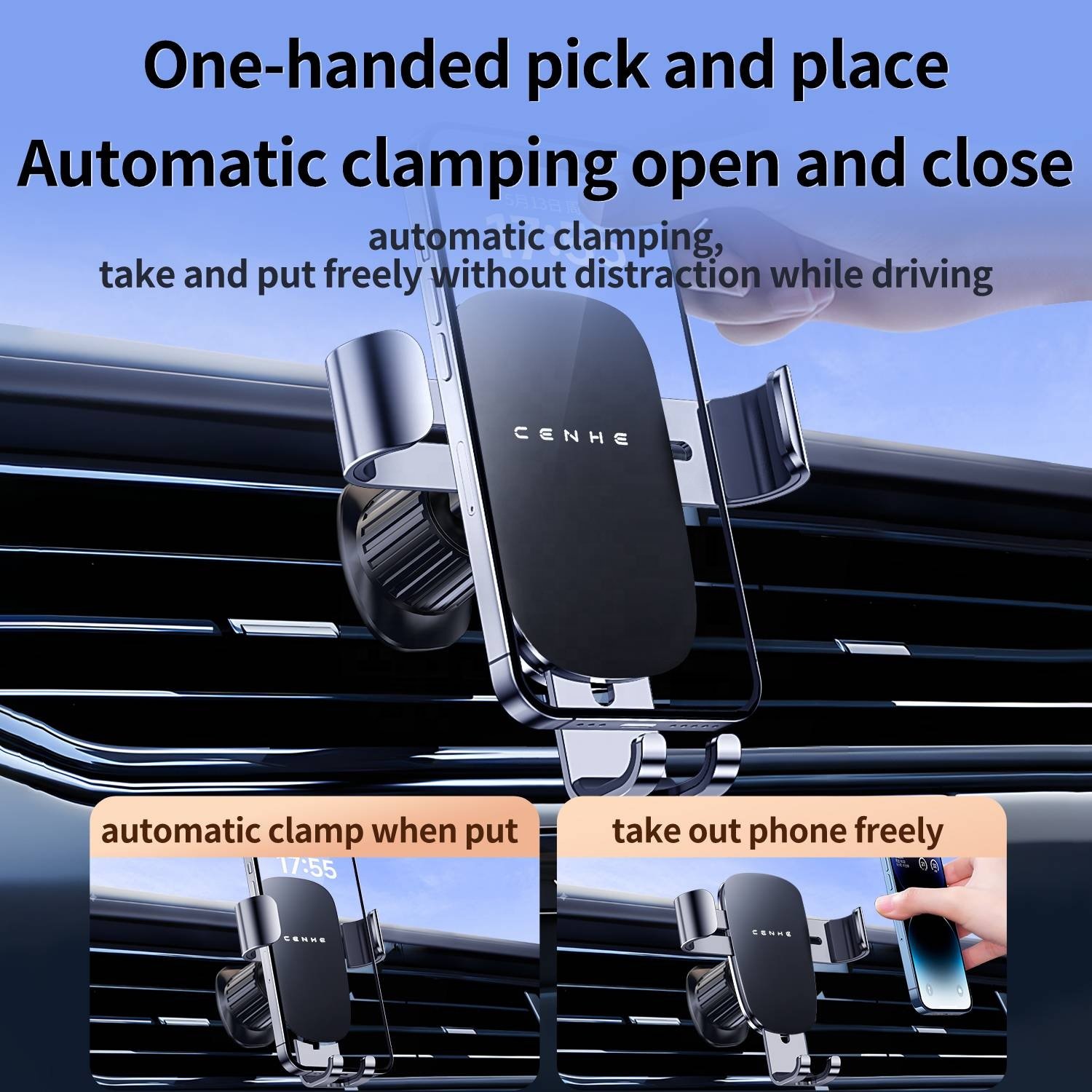 Phone Holders for Car Newest Metal Hook Clip Air Vent Cell Phone Car Mount Universal Automobile Cradle Fit for iPhone Android