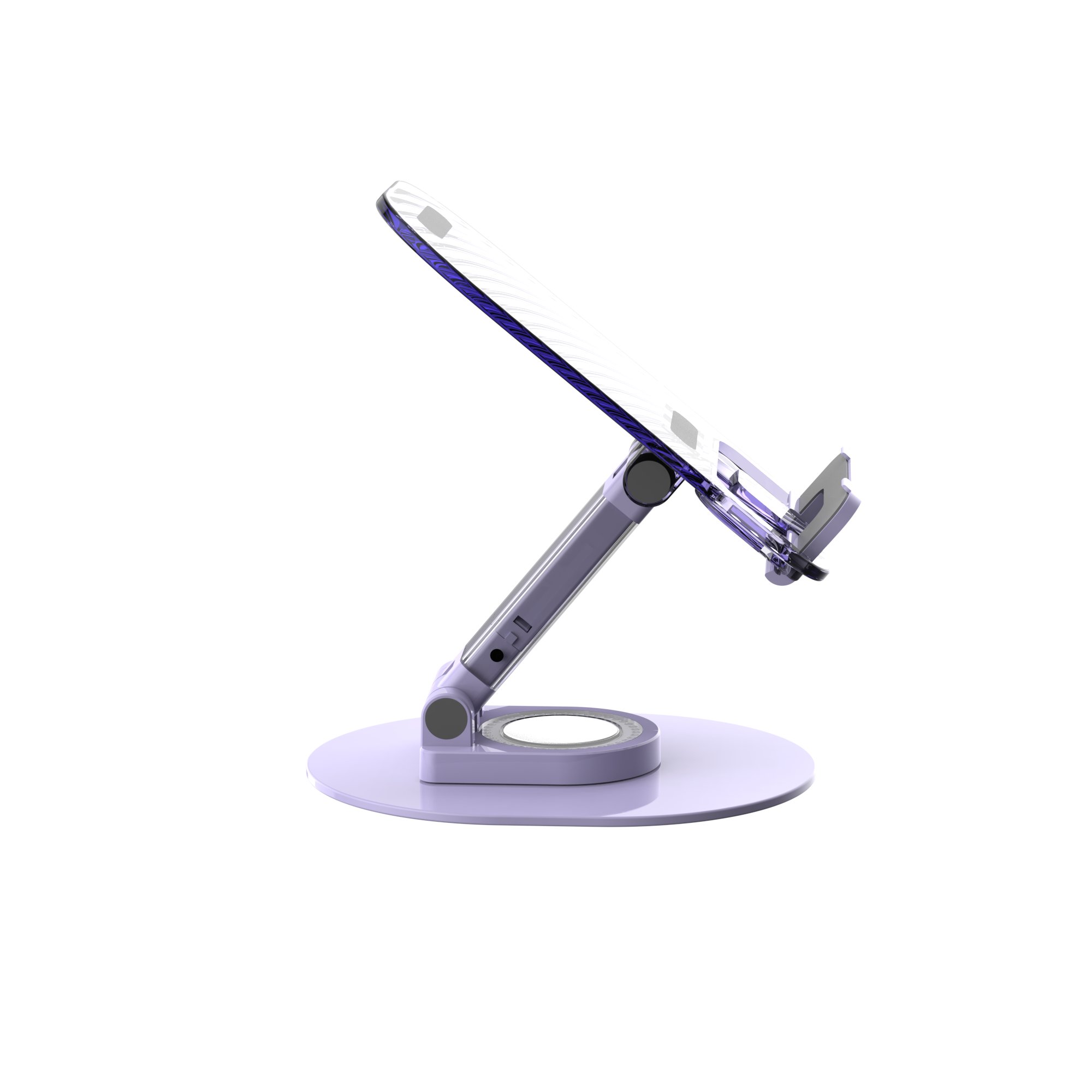 Leyi side mount small ABS silicone clear 360 rotatable relax flexible stand clip computer mobile phone holder for ipad phone