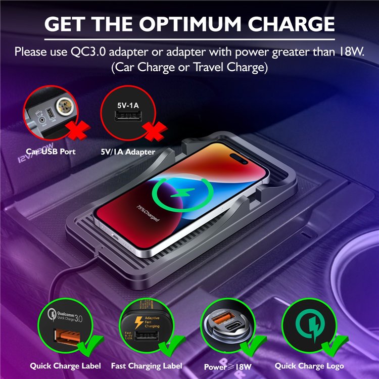 Car Non-slip Pad 15W 10w 7.5w Fast Wireless Car Charger Stand 2 in 1 Phone Charging Mat Holder For iPhone 15 14 13 12 11 Pro Max