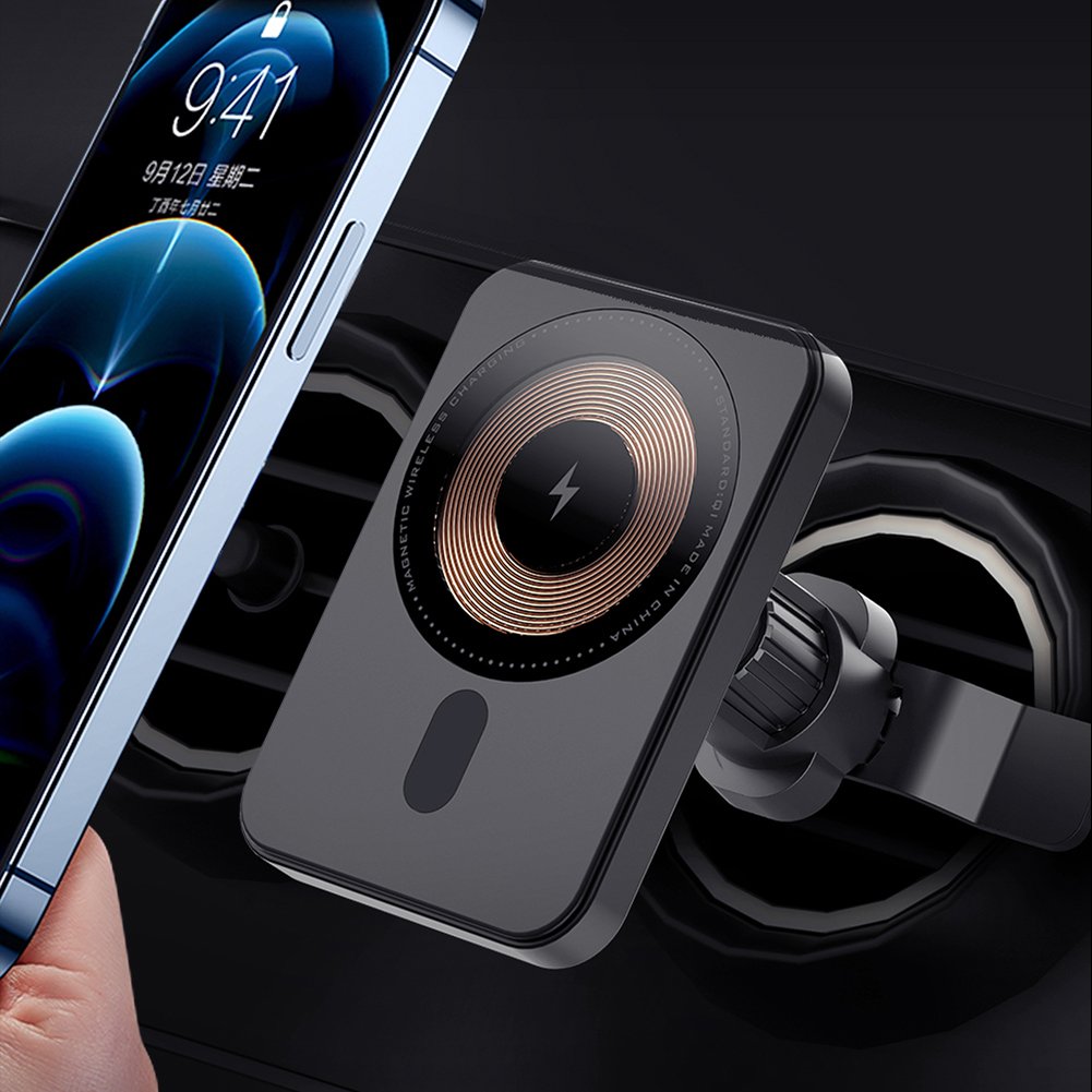 Factory Supply Transparent Magnetic Mag safing Air Vent Holder Wireless Car Charger for iPhone 12 13 14 15