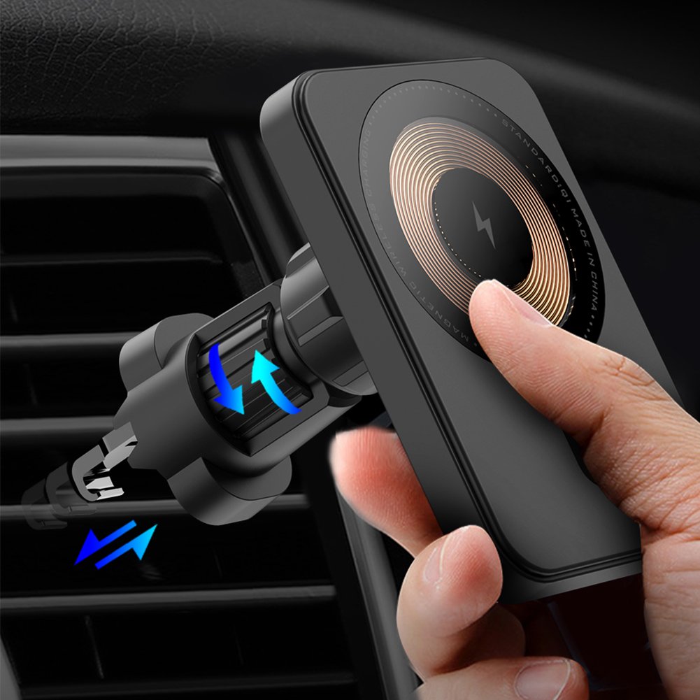 Factory Supply Transparent Magnetic Mag safing Air Vent Holder Wireless Car Charger for iPhone 12 13 14 15
