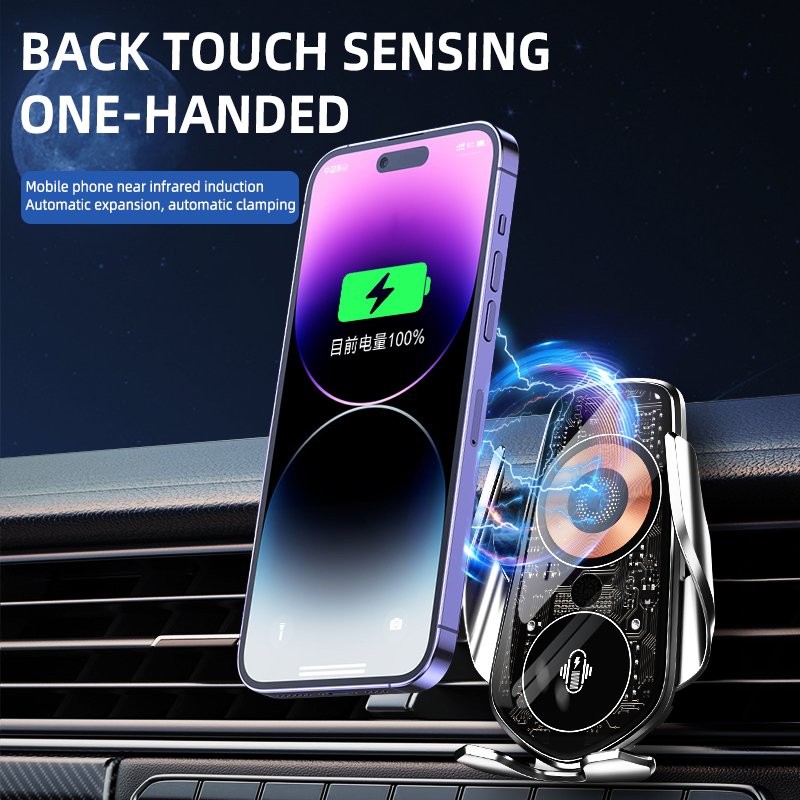 New Design 15W Wireless Charging Zinc Alloy Car Phone Holder Portable Fast Charging Wireless Car Charger For iPhone for Samsung