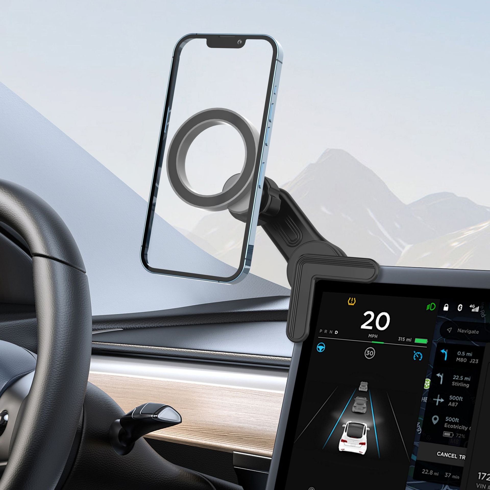 Double Suction Cup Phone Holder Air Vent Phone Cradle Car Mount Phone Holders Stand Suction Cup Holders