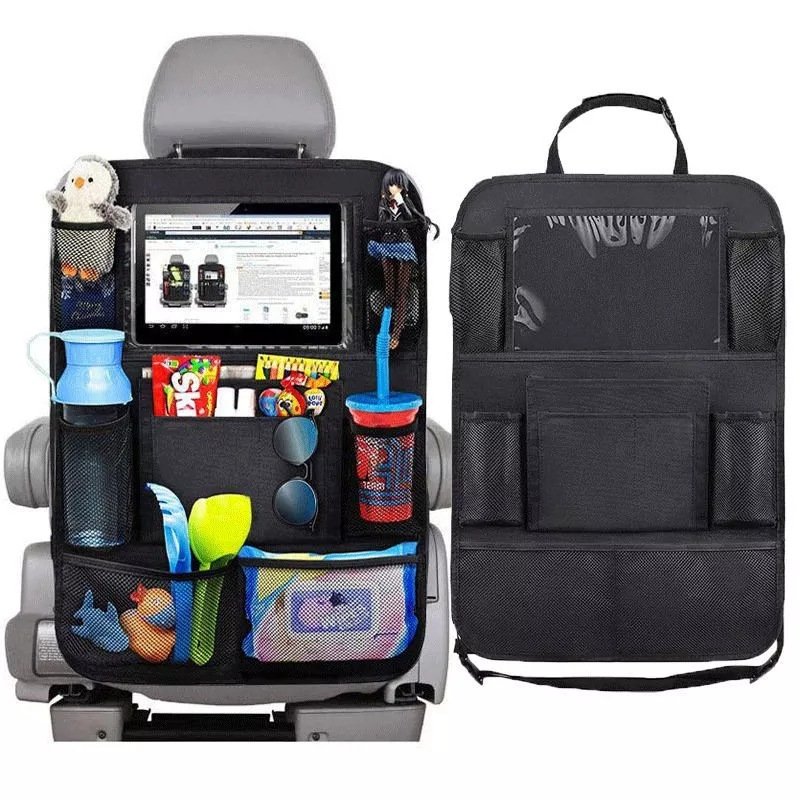 High Quality Multifunctional Cheap Felt Car Seat Organizer Storage Bag With Touch Screen Tablet