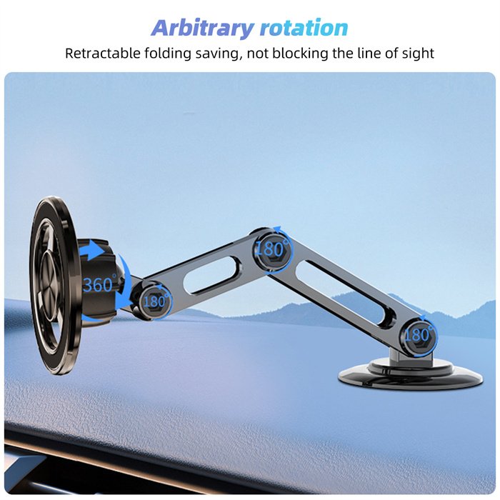 Car Magnetic Folding Phone Holder AntiShake Holder Suction Cup Car Navigation Phone Holder with 360 degree magnetic stand