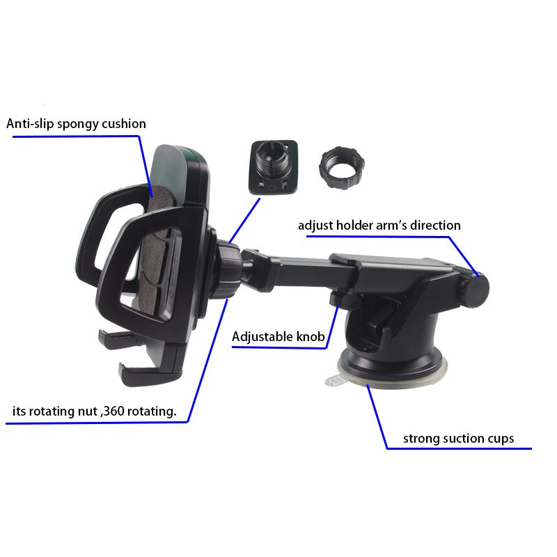 2018 Amazon Hot Sale 360 Degree Rotating Long Arm Universal Smartphone In Car Mount Cell Phone Car Holder