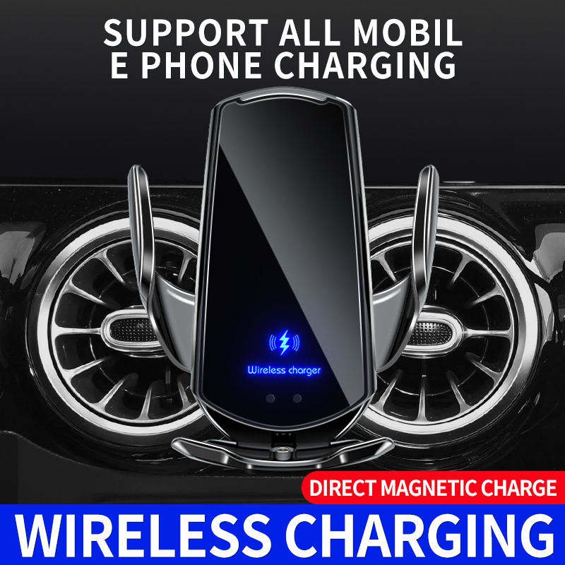 Magnetic Charging Mobile Phone Car Holder 15w Wireless Car Charger Mount Auto-sensing Car Phone Holder