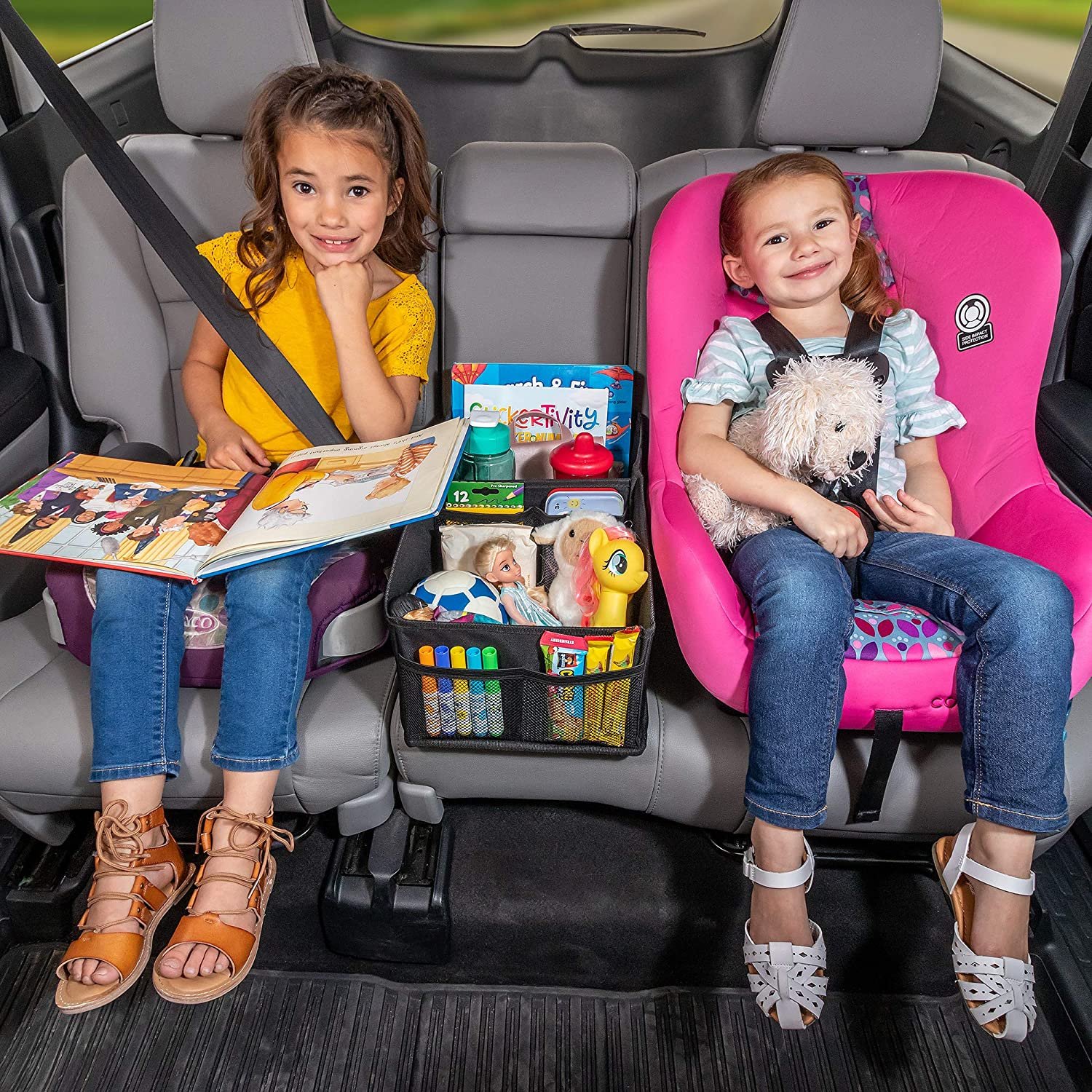 Hot selling Car Seat Organizer Storage Box with Cup Holders for Front Back Passenger Seats