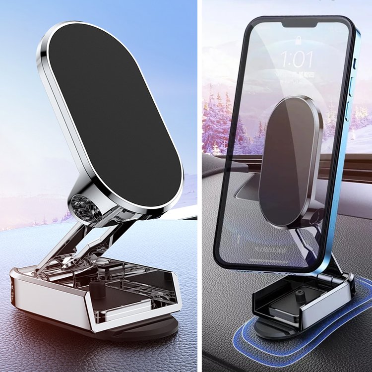 Alloy Folding Car Mount 360 Rotation Magnetic Phone Mount Mobile Phone Holder for Car Dashboard Magnetic Car Phone Holder