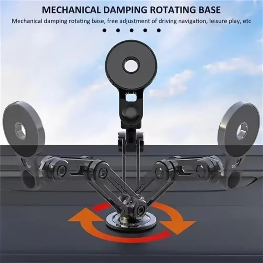 New 360 Degree Rotating Magnetic Car Phone Holder Stand Universal Alloy Folding Mobile Phone Holder Flexible Outdoor Use