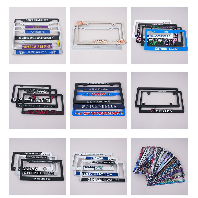 Custom Logo Europe US Metal Aluminium Car Number Licence Plate Cover Holder License Plate Frame