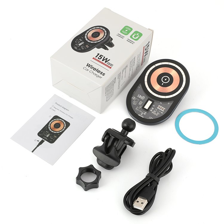 Hands Free 360 Degree Rotating Strong Magnetic Head Wireless Charging Car Phone Holder Quick Charger