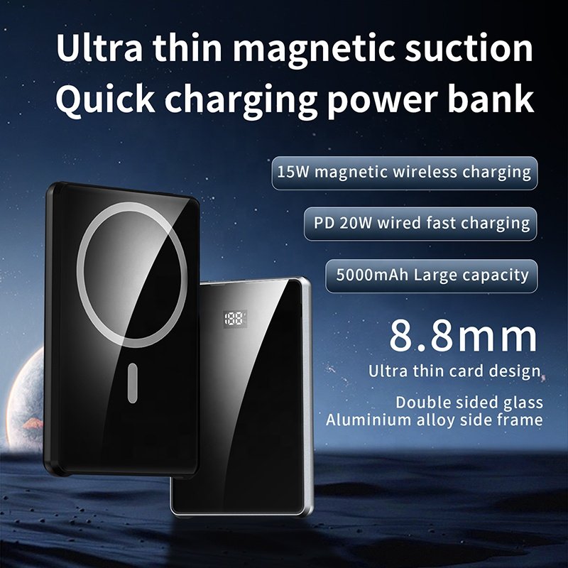 Portable Power Bank Magnetic Car Charger Wireless Phone Holder 15W Fast Car Wireless Charger