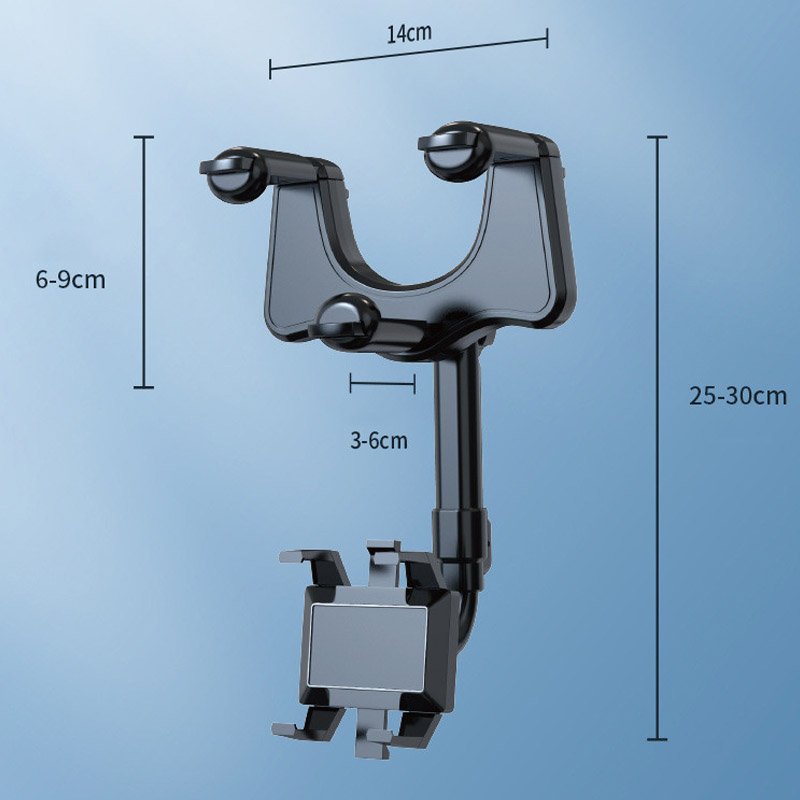 360 Car Rearview Mirror Phone Holder for Car Mount Phone and GPS Holder Support Rotating Adjustable Telescopic Phone Stand