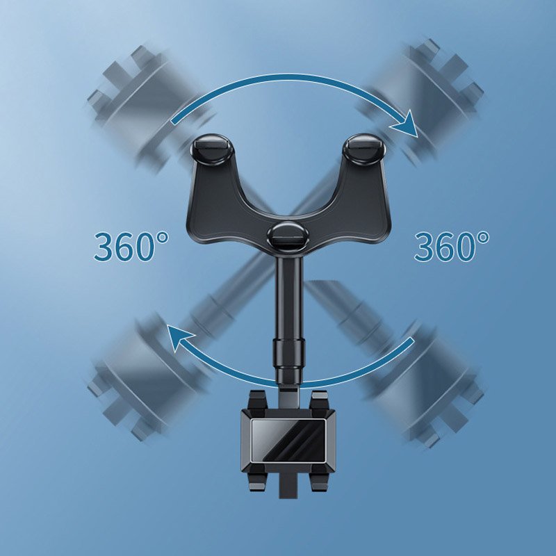 360 Car Rearview Mirror Phone Holder for Car Mount Phone and GPS Holder Support Rotating Adjustable Telescopic Phone Stand